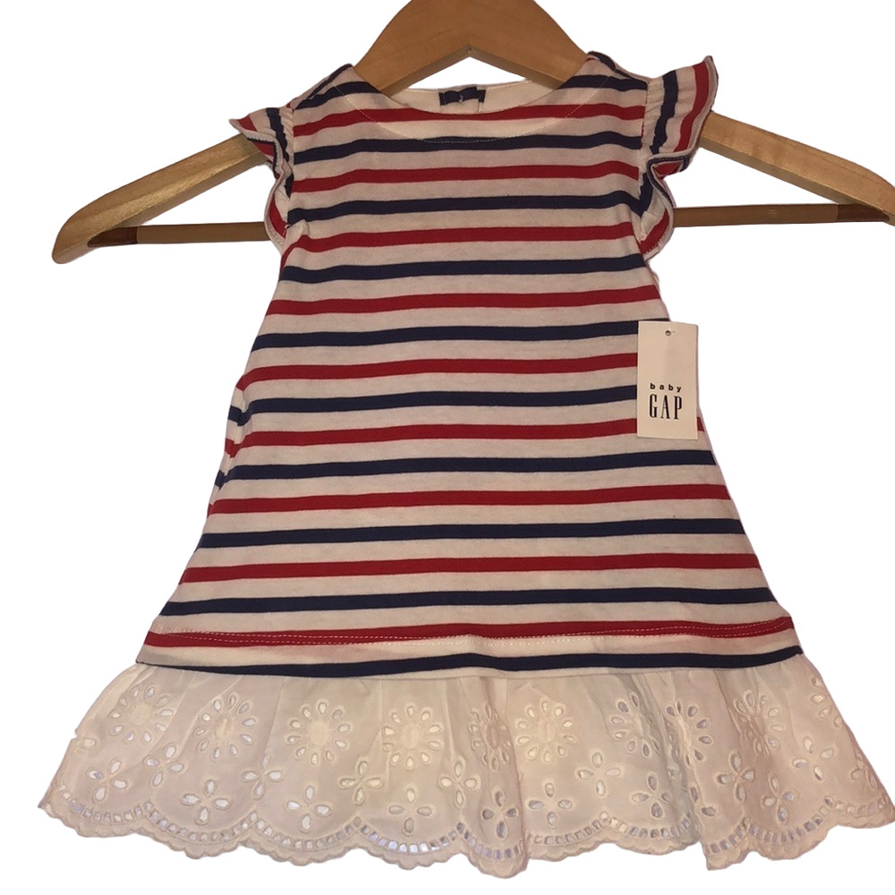 Baby Gap NWT  red and blue striped dress size 6-12 M